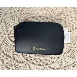 Lululemon Black and Gold Leather Alternative Belt Bag New